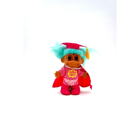 Vintage Russ Super Grad Troll Doll 90s Graduation w/ Turquoise Hair Good Luck - Picture 3 of 9